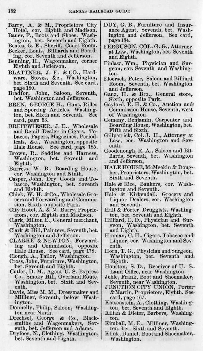 J. West Goodwins Pacific Railway Business Guide and Gazetteer Of Missouri and Kansas for 1867-8 - City Business Guides - Junction City