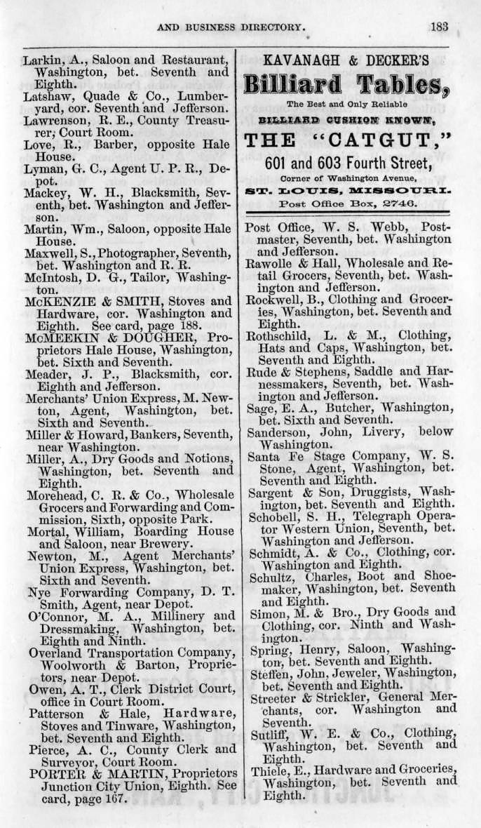 J. West Goodwins Pacific Railway Business Guide and Gazetteer Of Missouri and Kansas for 1867-8 - City Business Guides - Junction City