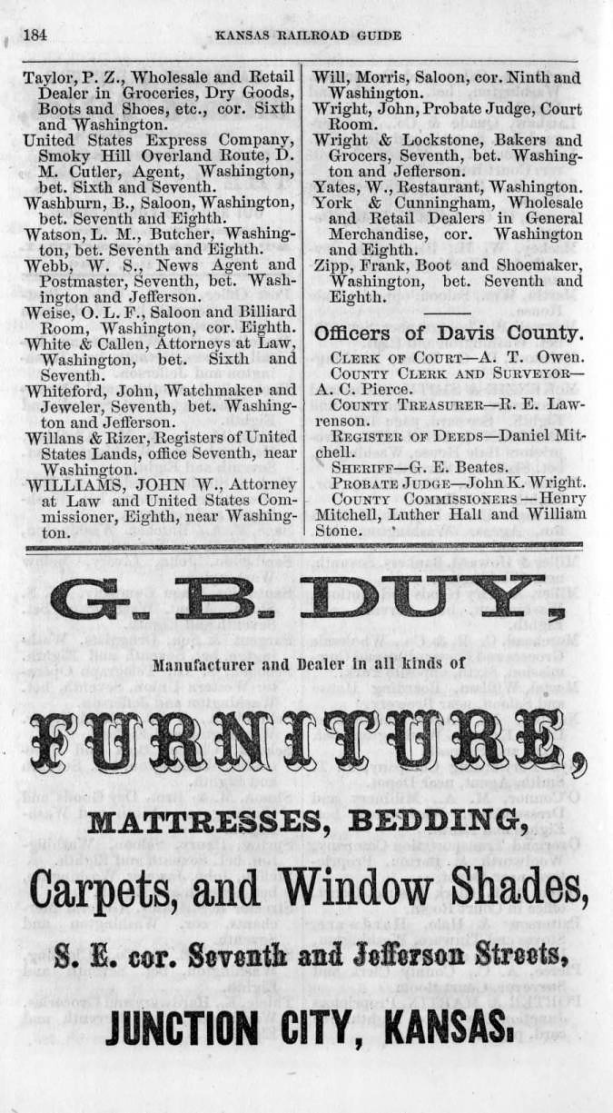 J. West Goodwins Pacific Railway Business Guide and Gazetteer Of Missouri and Kansas for 1867-8 - City Business Guides - Junction City