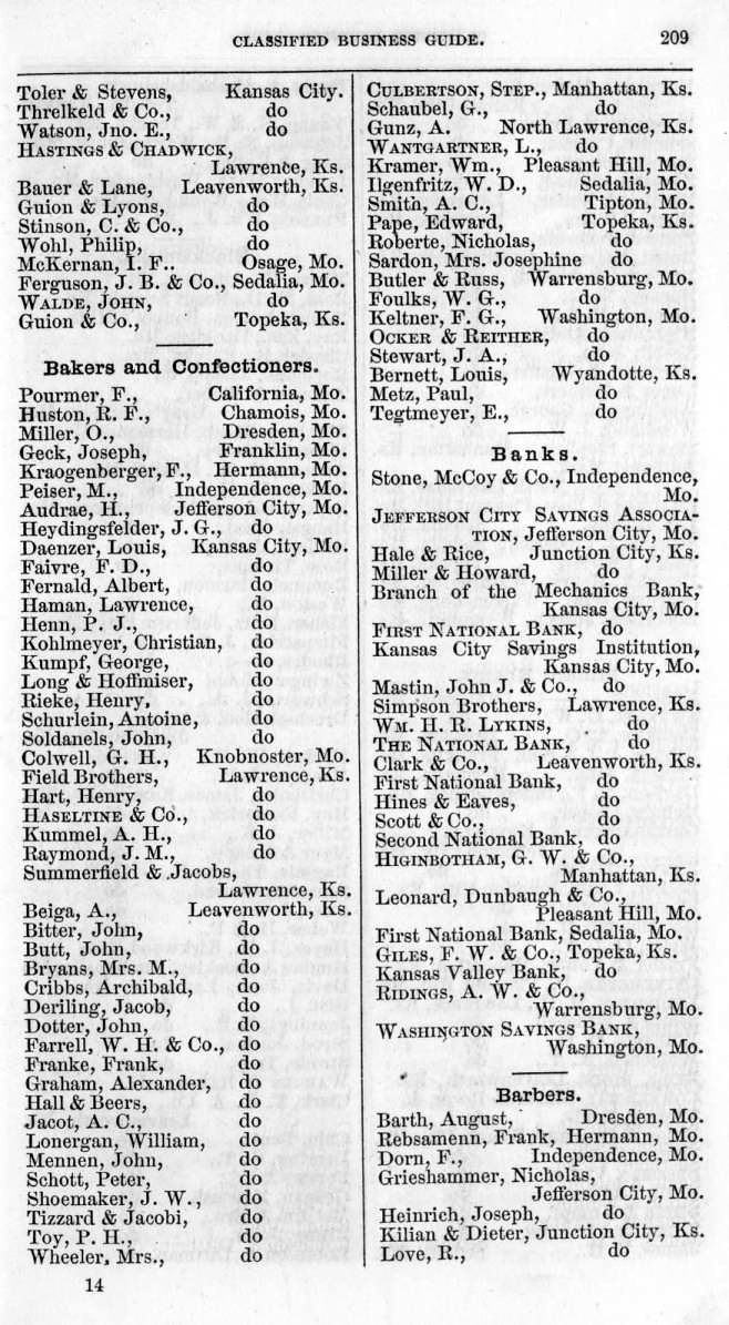 J. West Goodwins Pacific Railway Business Guide and Gazetteer Of Missouri and Kansas for 1867-8 - Classified Business Guide - Auction and Commission Merchants